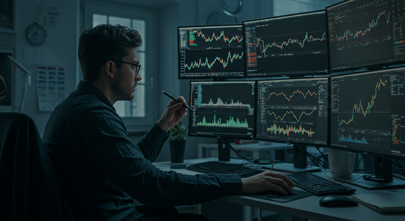 International cryptocurrency investor planning his portfolio strategy
