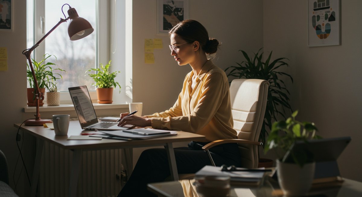Professional remote work setup showcasing productivity habits for remote workers