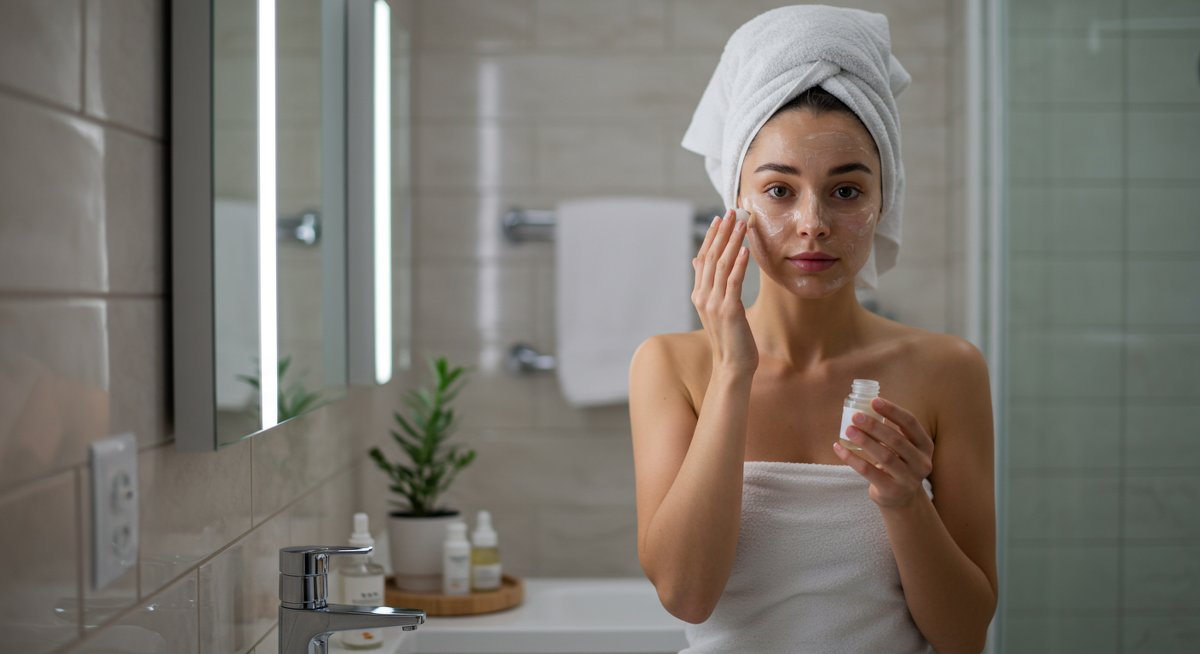 Experienced vegan skincare routine with plant-based products, ethical beauty essentials, and radiant skin care