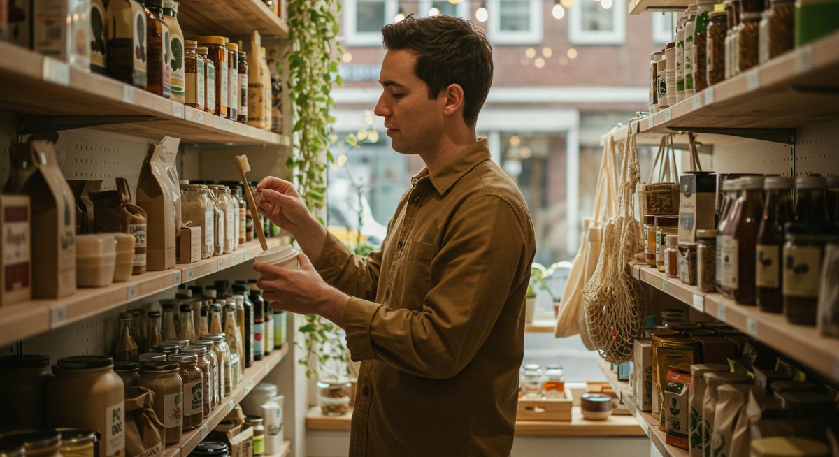 Eco-friendly gifts guide: Sustainable shopping for any occasion - ethical gifts, zero waste gifts, and eco-conscious gift ideas in a local store setting