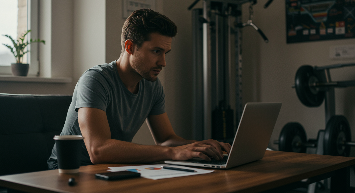 Person analyzing crypto trading charts at home with a minimalist setup