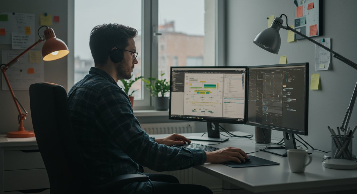 Productivity expert demonstrating GTD method with organized digital workflow