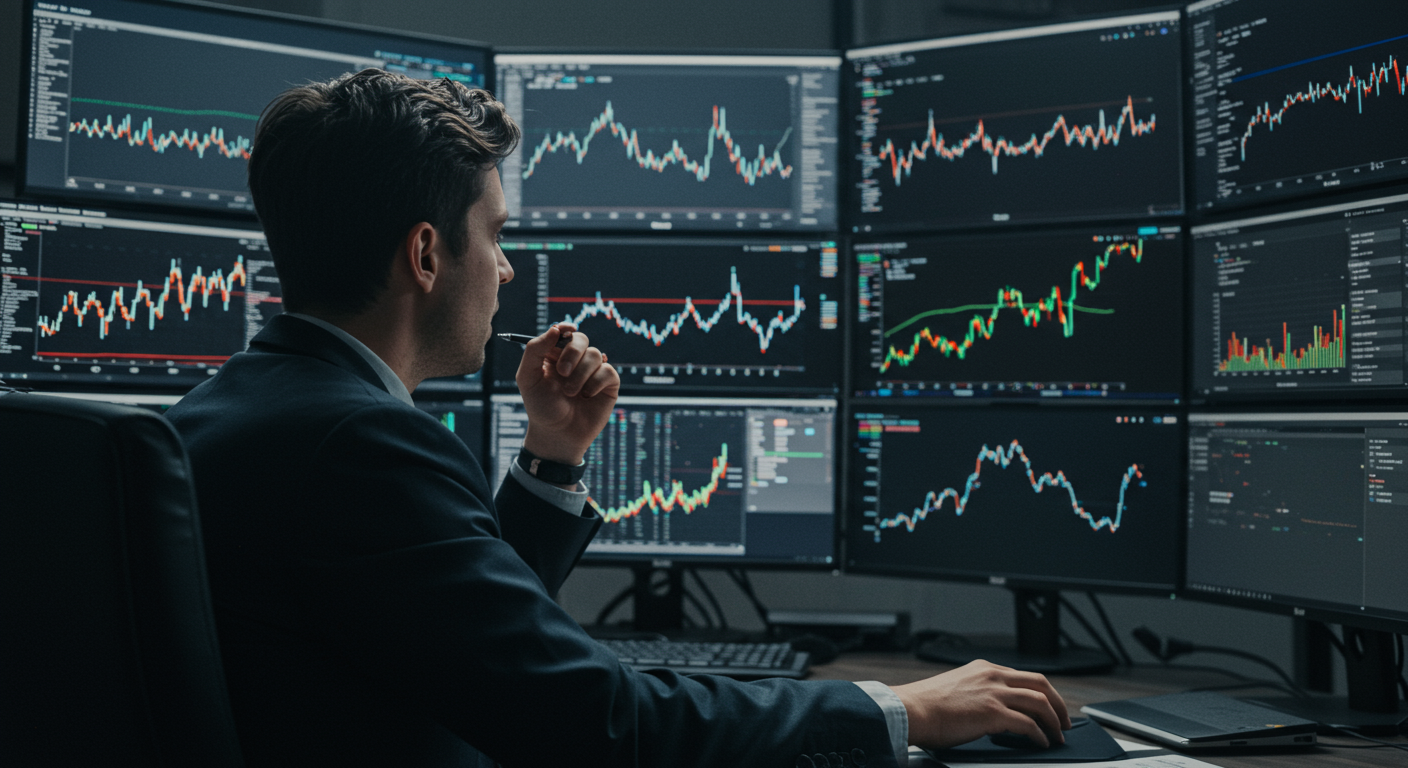 "Trader analyzing Bitcoin charts for sell timing and profit taking"