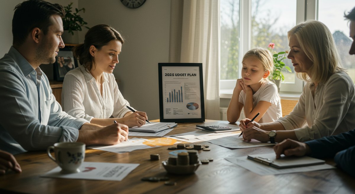 Low-income budgeting family planning financial strategies with budgeting tools and motivational visuals