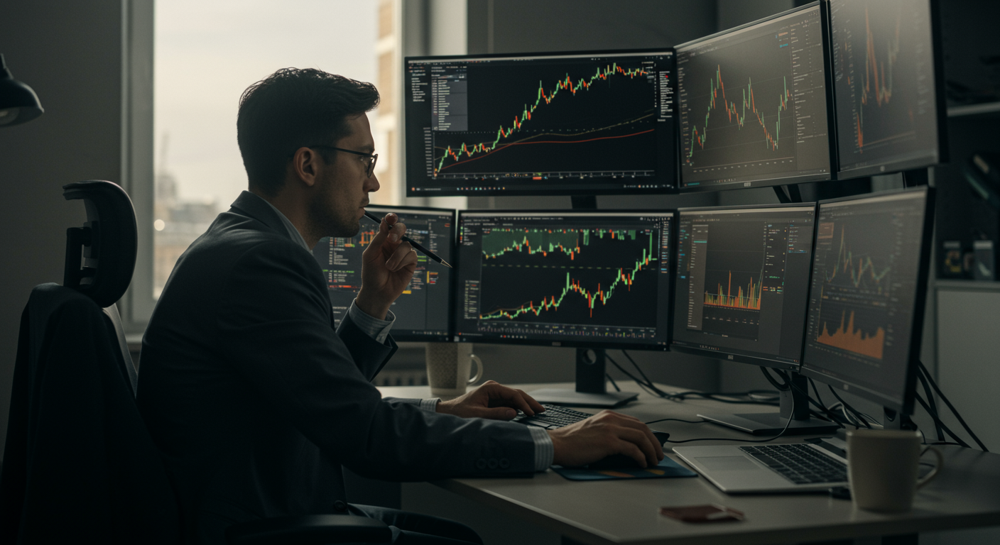 International crypto trader analyzing Bitcoin charts and making informed decisions