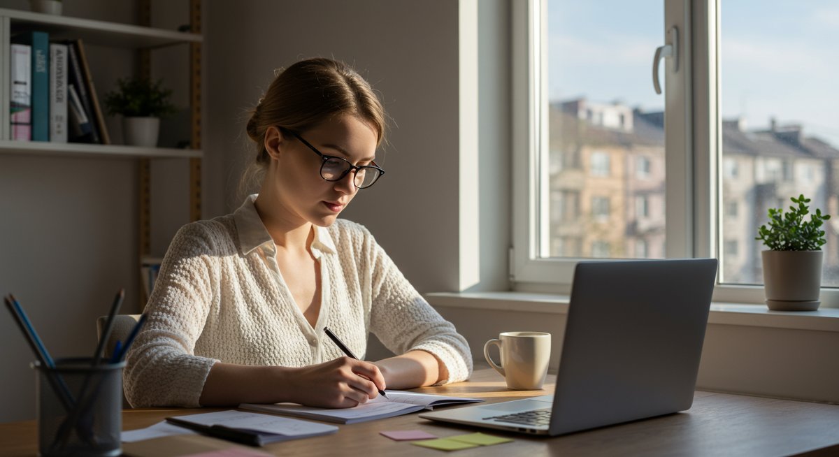 Adult learner using Pomodoro technique to conquer procrastination in modern study environment