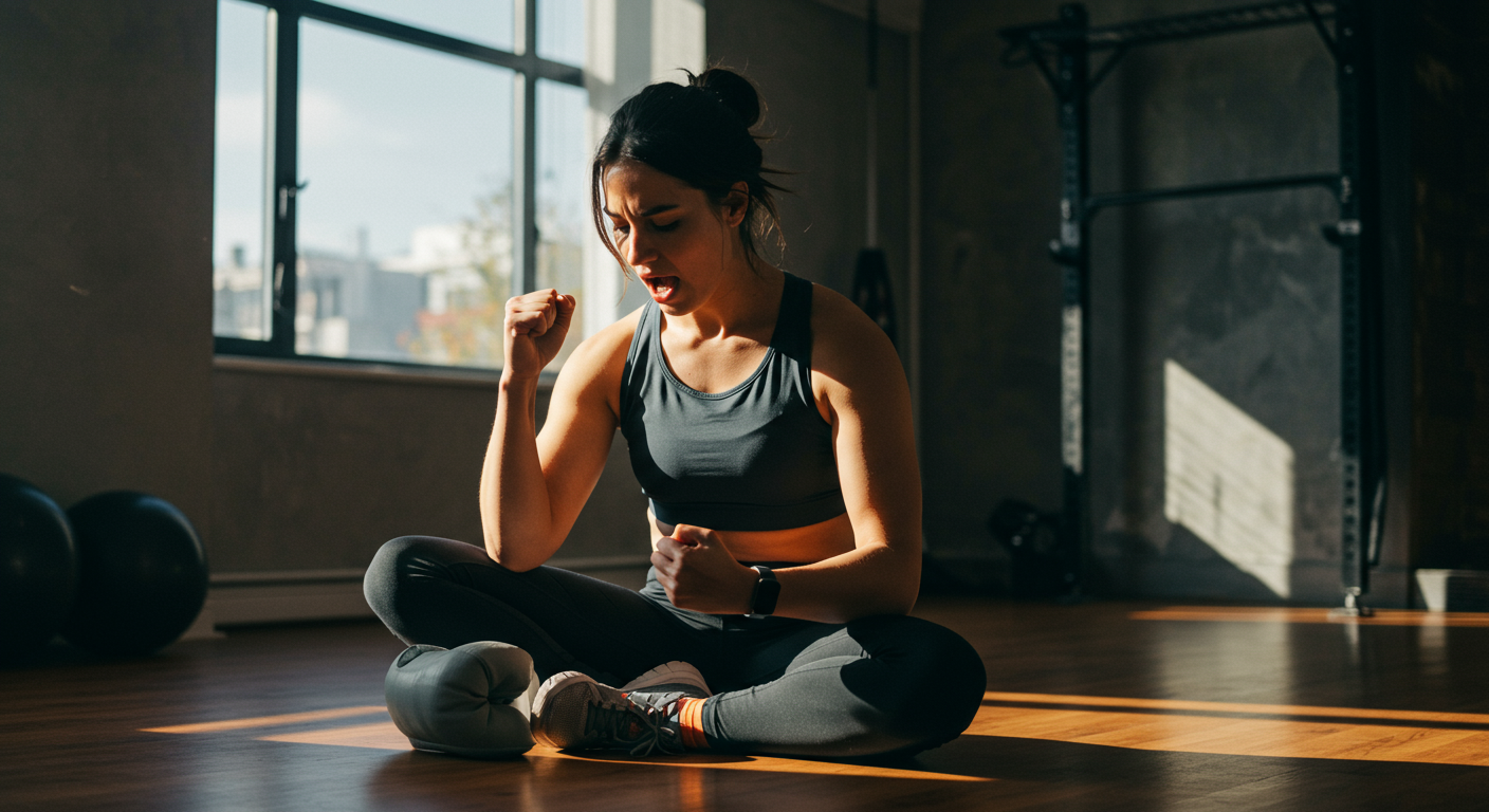 Person celebrating weight loss milestone with a personalized workout plan in mind