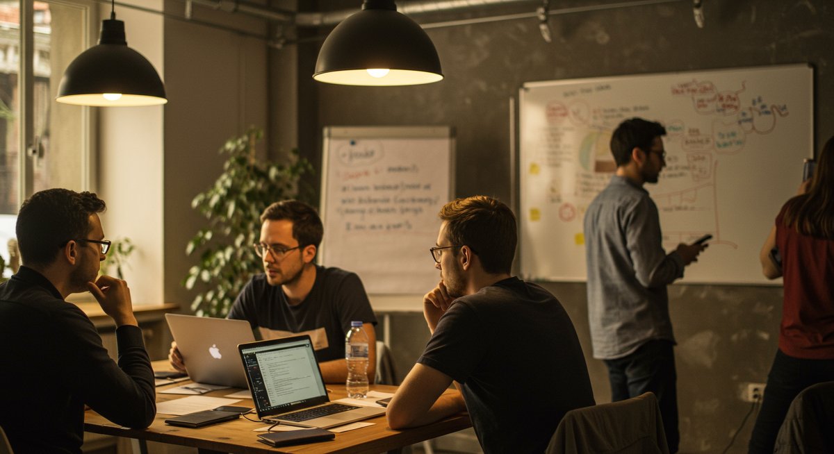 Digital nomads building community through networking at a co-living space event