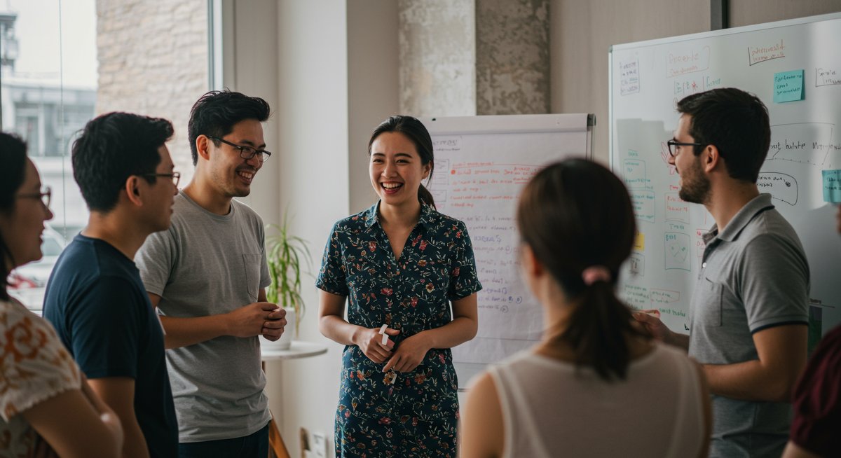 Digital nomads in a co-living space building community through collaboration and travel planning