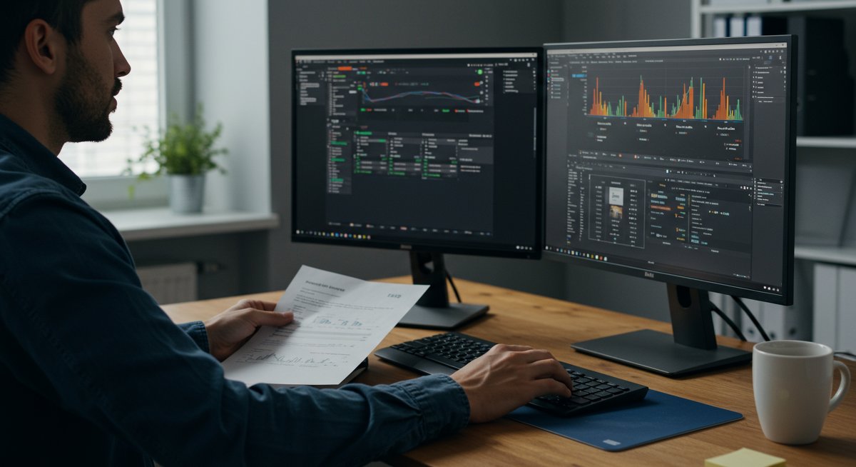 Experienced budgeter managing finances with professional setup