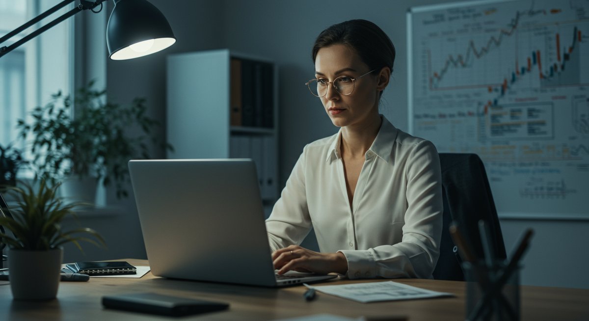 Professional crypto trader analyzing Monero swaps in minimalist workspace with natural lighting
