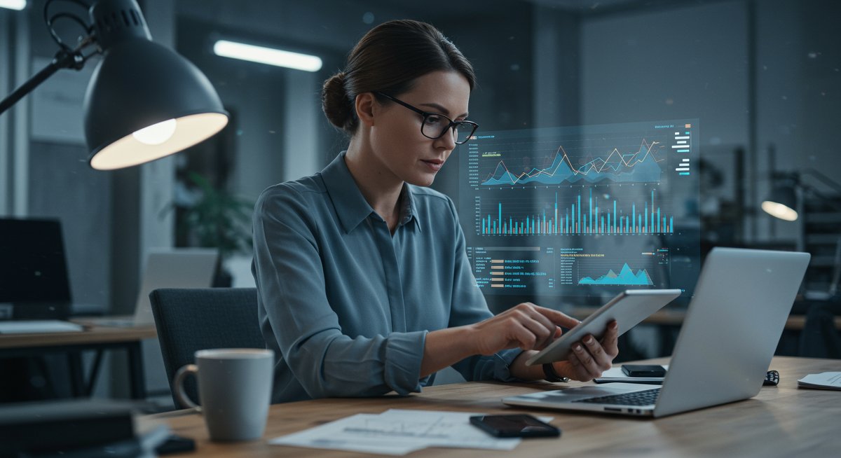 Experienced crypto trader analyzing swap fees with professional setup, cost-saving strategies visualization, modern workspace, blue-gray color scheme