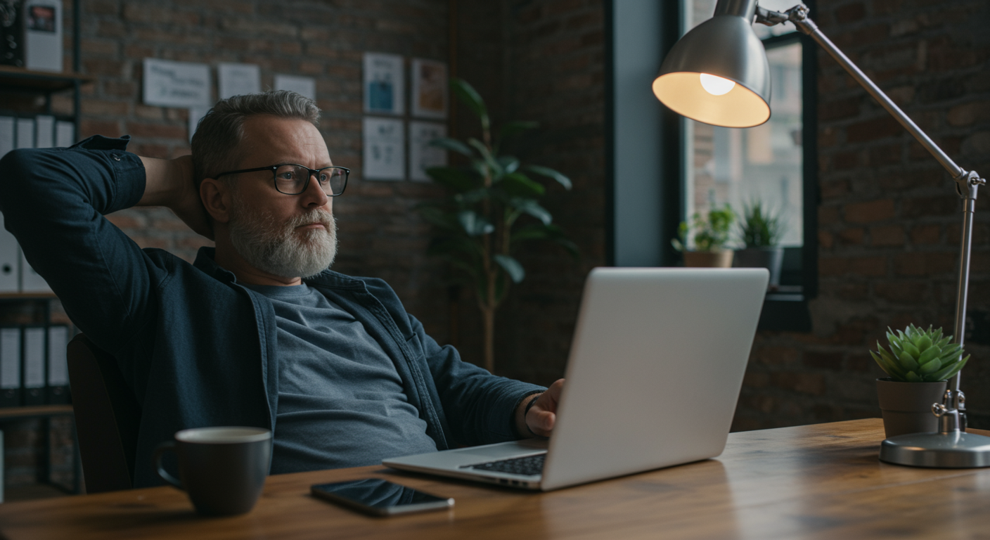 Experienced crypto trader analyzing fixed and floating rate swaps on a laptop in a modern co-working space. The image showcases a professional and focused trading environment, emphasizing strategic decision-making in the crypto market.