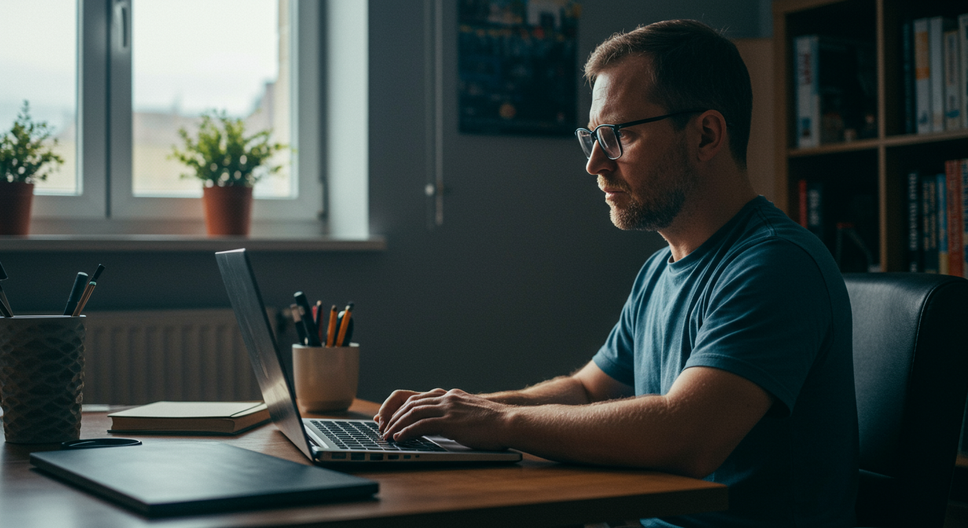 Person trading cryptocurrencies with focus and determination