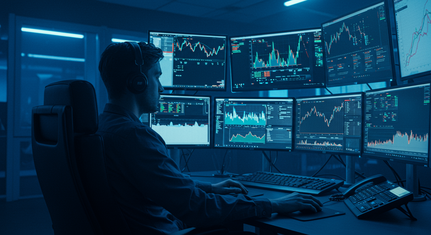 Crypto trader analyzing Bitcoin charts for sell timing and profit taking
