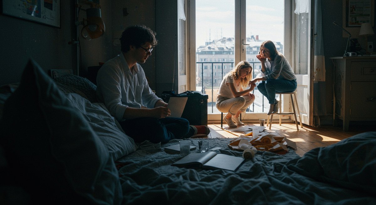 Adult learners using memory techniques in a modern study environment with flashcards