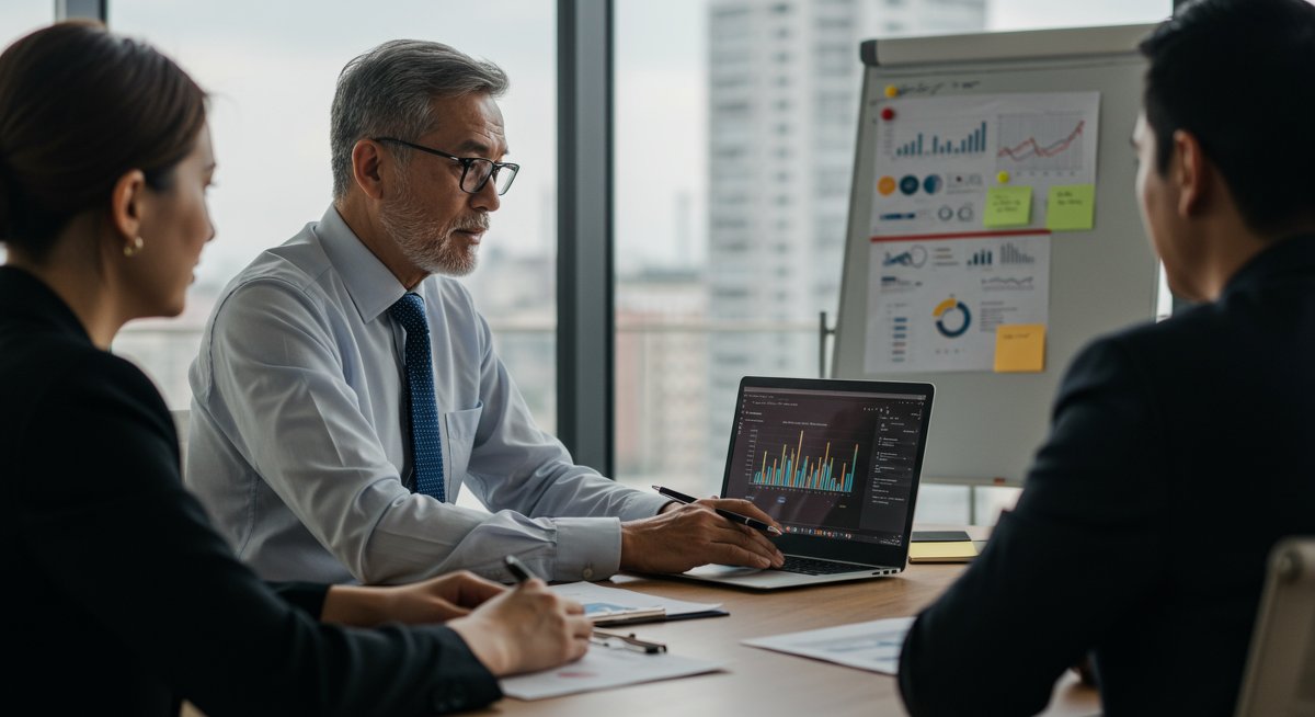 Senior professional negotiating salary in modern office environment with professional salary negotiation tools