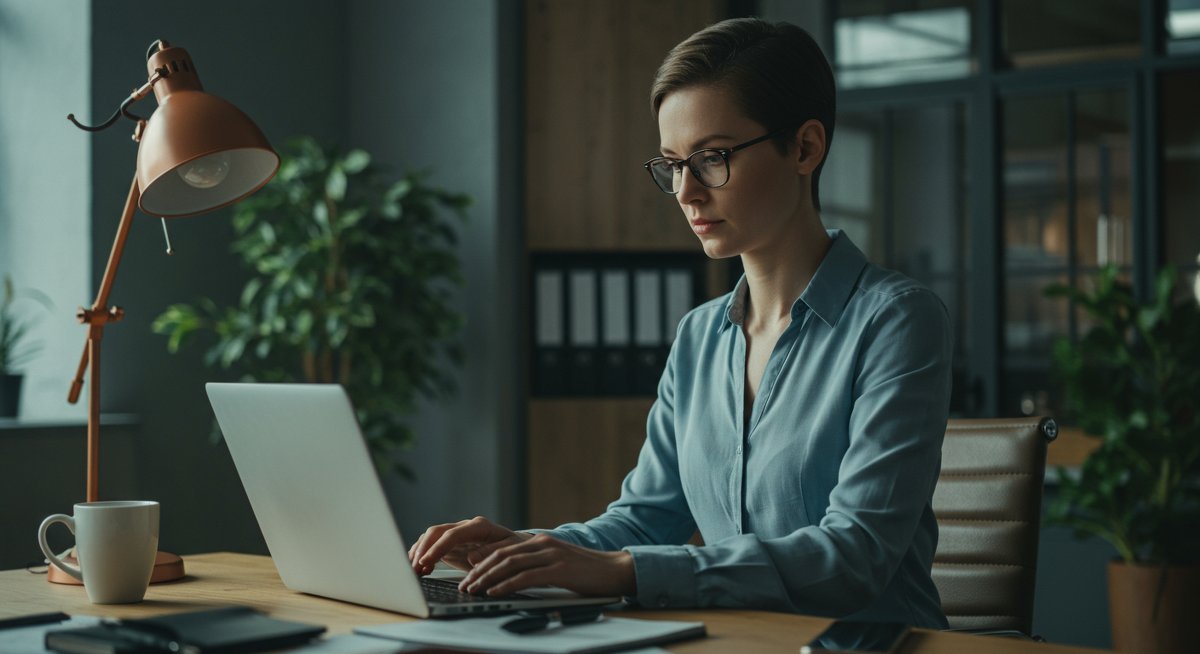 Experienced crypto trader analyzing swap fees in modern workspace with subtle fee visualization elements