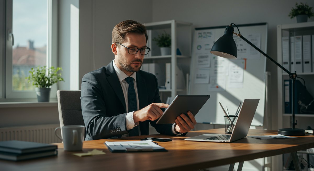 Mid-career professional reviewing salary negotiation tactics in modern office environment