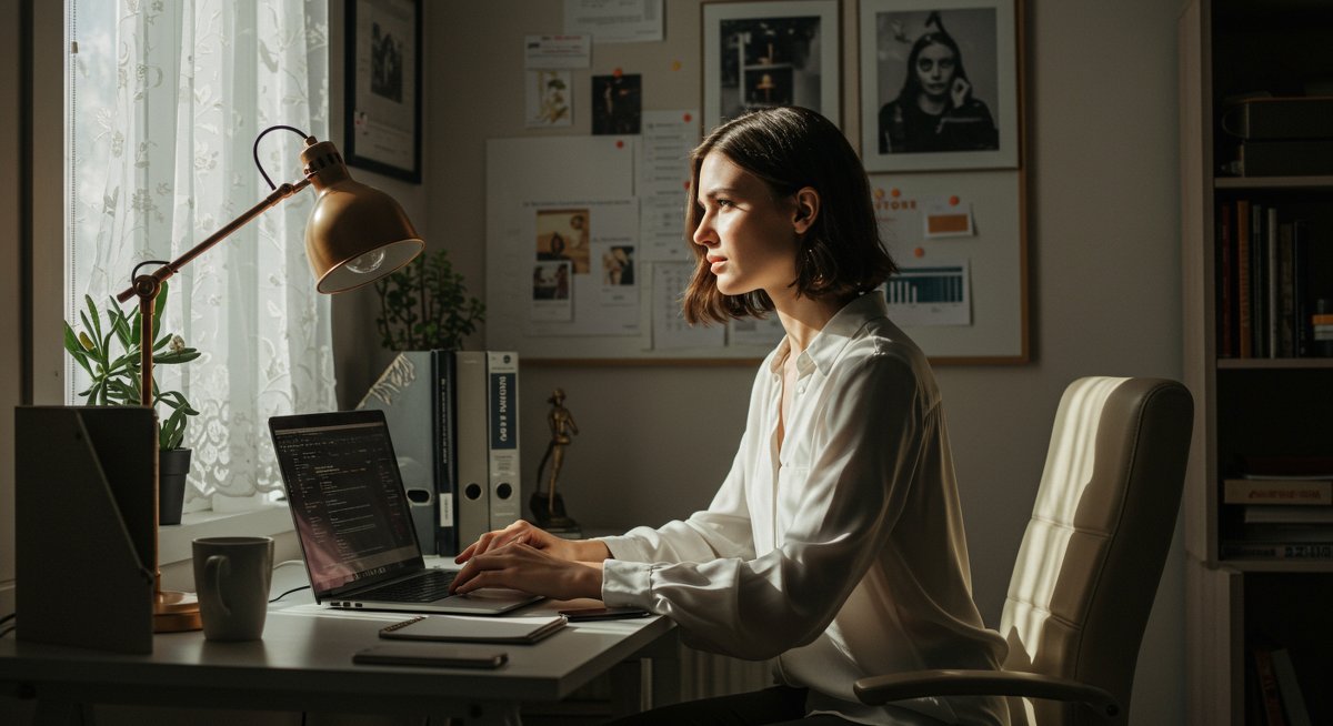 Minimalist home office setup with organized workspace and digital decluttering, ideal for beginners.