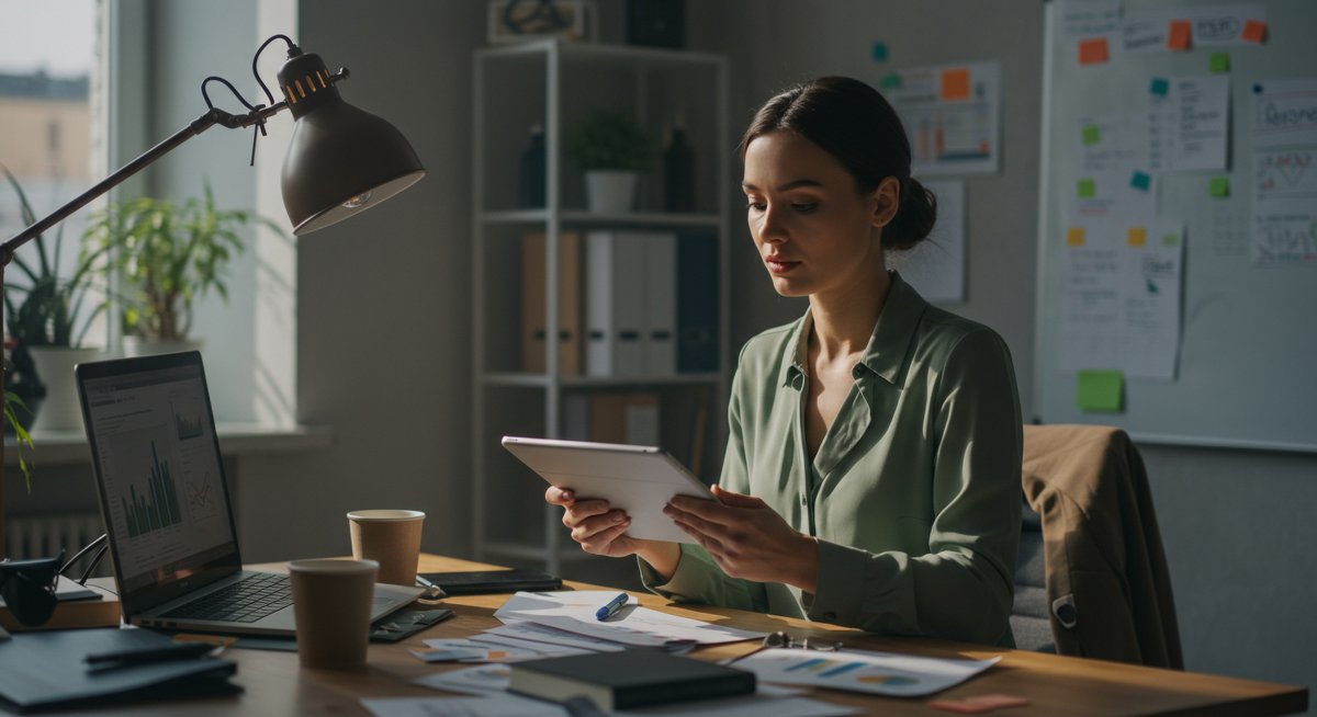 Professional woman demonstrating salary negotiation strategies in a sustainable office