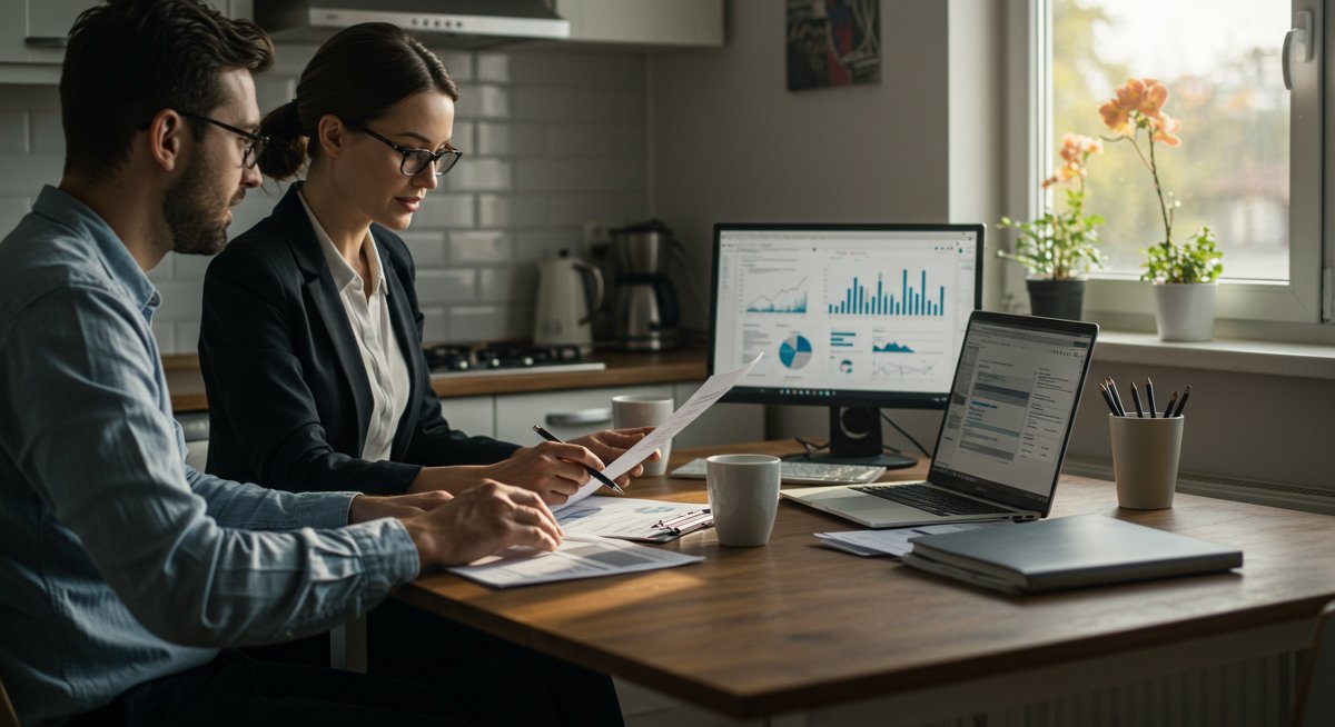 Family engaged in 30-day money-saving challenge with organized budgeting setup
