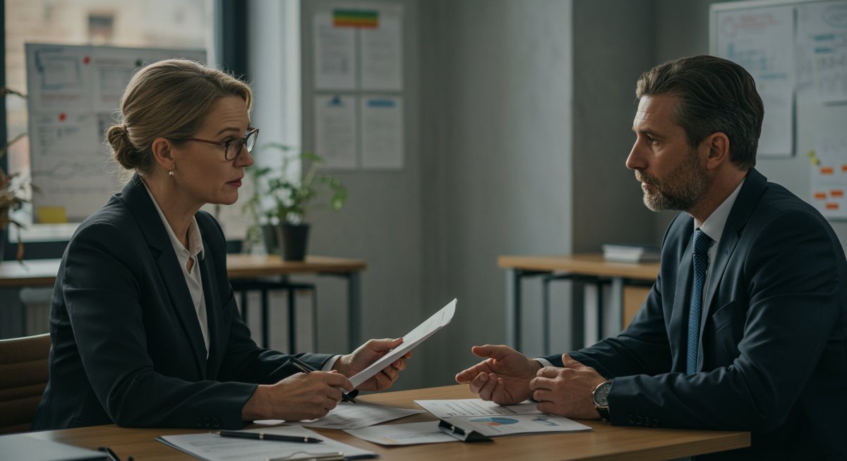 Mid-career professionals engaged in salary negotiation, emphasizing empowerment and professional growth
