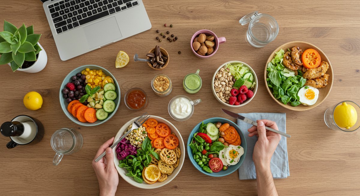 Professional vegan lunch preparation for busy professionals with quick plant-based meal options