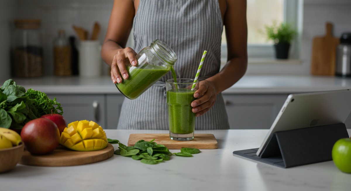 Effortless vegan dinner: Quick smoothie recipe for busy weeknights with fresh ingredients and recipe guide