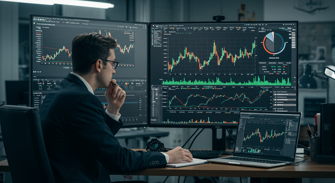 Global crypto trader analyzing Bitcoin prices for optimal sell timing