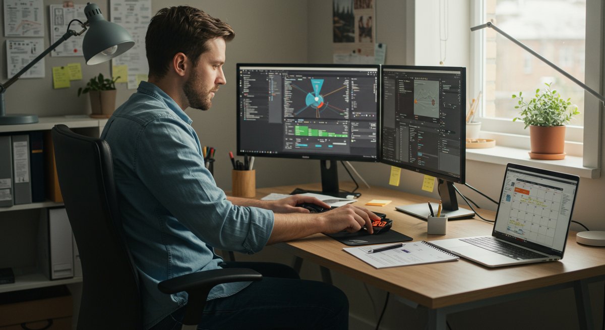 Professional productivity setup showing time management strategies to conquer procrastination