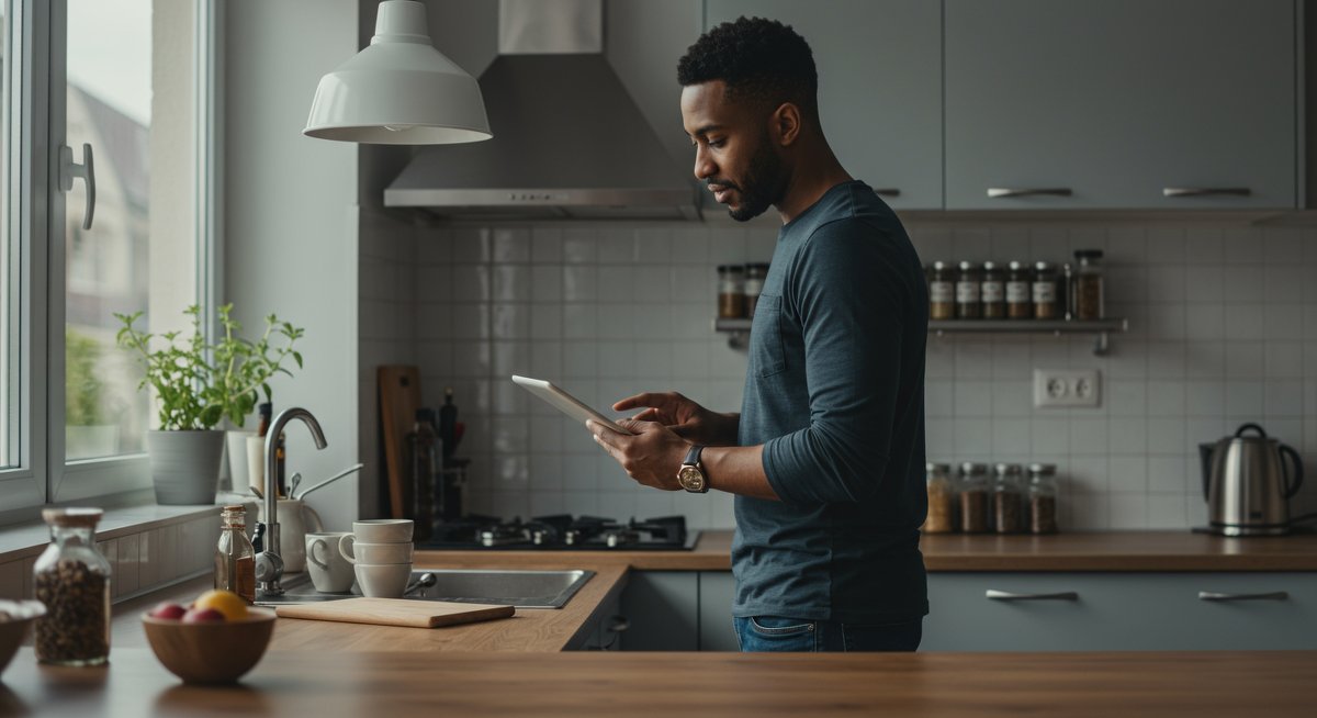 Minimalist kitchen organization with smart storage solutions, natural lighting, and curated kitchen essentials for efficient living