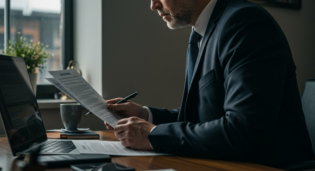 European investor reviewing P2P platform failure legal documents with professional financial illustration