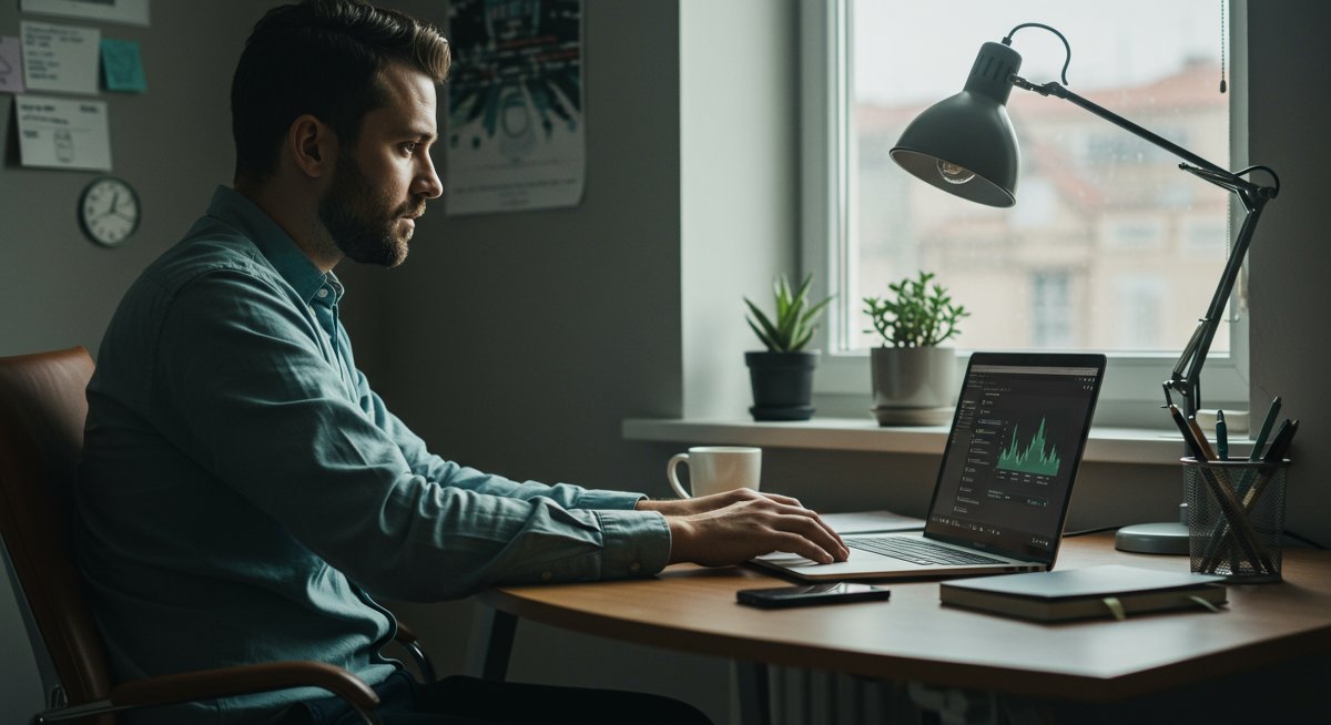 Professional minimalist workspace showcasing 80/20 rule application with checklist and visual hierarchy